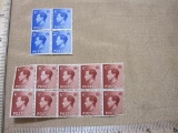 Two Moroccan Agencies Stamp Blocks, 10 Stamp Block of 1.5d and 4 Stamp Block of 2.5d Edward VIII