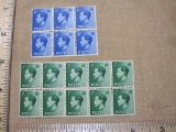 Two Moroccan Agencies Stamp Blocks, 10 Stamp Block of half penny Stamps and 6 Stamp Block of 2.5d