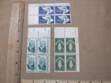 Three blocks of four 1963 US postage stamps: 5 cent Food for Peace (#1231), 5 cent Alliance for
