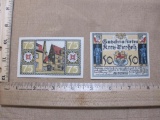 Two 1921 Germany Paper Currency Notes including 50 Pfennig and 75 Pfennig