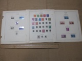 Display page with US postage stamps from 1938 to 1946, including 4 1/2 cent The White House (#809),