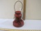 Handlan No. 57 Kerosene Lantern, Property of City of Chicago, red lantern with orange glass globe, 2