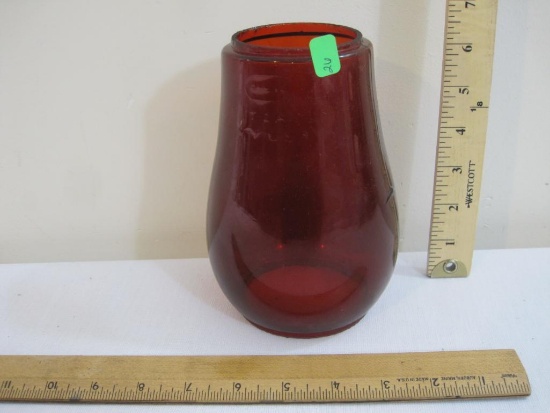 Dietz Fitzall Red Glass Globe for Lantern, marked C+2 LOC-NOB REC'D in USA, 1 lb