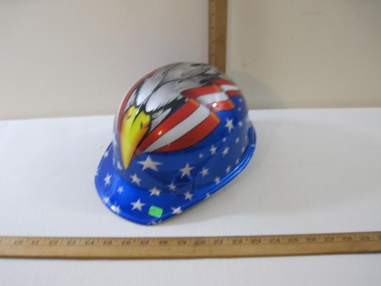 Patriotic Hard Hat/Safety Helmet, eagle and flag design, Jackson Products, size 6.5-8, 1 lb