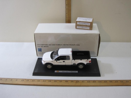 White Die Cast 2004 Ford F-150 FX4 Pickup Truck 1/24 Scale, PSE&G Logo with Play Force Toys Worker