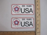 Two Small American Revolution Bicentennial 200 Years USA Metal License Plates, 2 oz