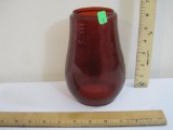 Dietz Fitzall Red Glass Globe for Lantern, marked C+2 LOC-NOB REC'D in USA, 1 lb