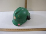 Green PSE&G Hard Hat/Safety Helmet with Ear Protection, Public Service Enterprise Group, MSA medium,