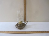 Vintage Woo Lee Brass and Copper Kerosene Lamp with glass chimney, 1 lb 2 oz