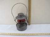 Handlan Lantern with Red Glass Globe, AS IS, see pictures for crack in globe, 2 lbs 6 oz