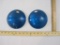 Two Blue AAR 69-59 Kopp Glass Lantern Lenses, marked 5 3/8L 3 1/2 F, 1 lb 1 oz