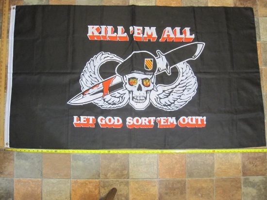 Kill 'Em All Let God Sort 'Em Out 3' by 5' Flag with Grommets, 4 oz