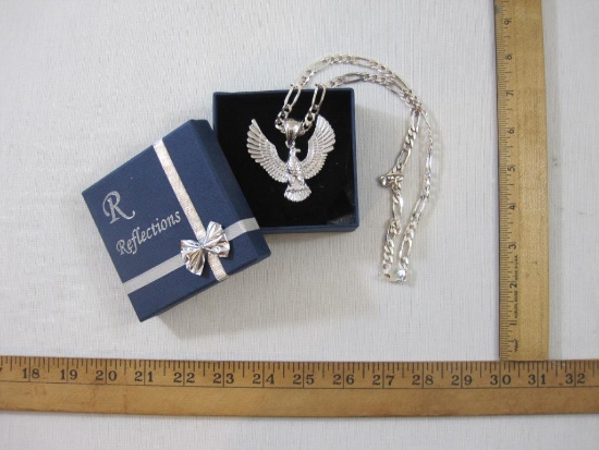 Sterling Silver Eagle Pendant and Chain, 63.6 g total weight