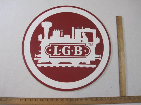 LGB Train Logo Sign, Marke 1881 Lehmann on reverse, heavy plastic, 1 lb 9 oz