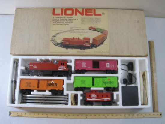 Lionel Coke/Coca-Cola O27 Gauge Electric Train Set including Diesel Switcher Engine, 3 Box Cars,