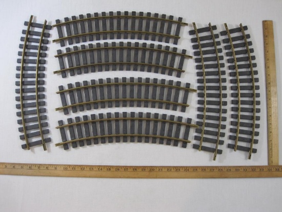 Lot of 7 G Scale Curved Tracks, plastic and metal, unmarked, 4 lbs 1 oz