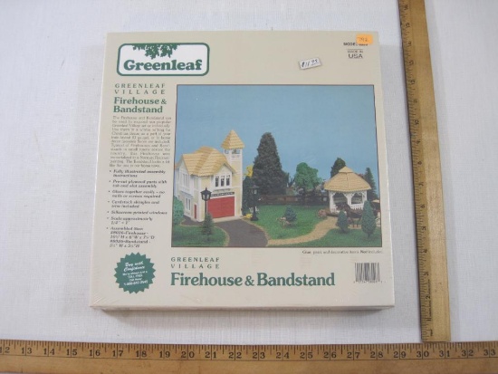Greenleaf Village Firehouse and Bandstand Model Set #8026, sealed, 2 lbs 1 oz