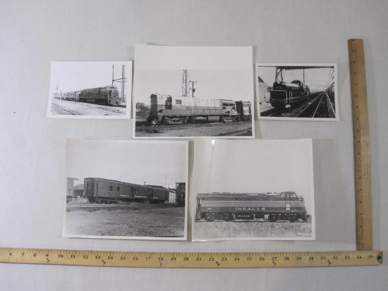 Lot of 5 Black and White Train Photos including General Electric, Ingalls, Belfast & Moosehead Lake