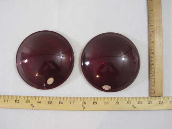 Two Red AAR 69-59 Kopp Glass Lantern Lenses, marked 5 3/8L 3 1/2 F, 1 lb 4 oz