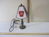 Vintage Lamp with PRR Pennsylvania Railroad Stained Glass Lampshade, 3 lbs 6 oz