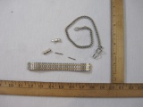 Lot of Assorted Watch Items including two-tone stretch band, fob and connectors, 2 oz