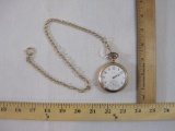 Vintage Elgin Pocket Watch with Fob/Chain, NAWCO Warranted 20 years inside cover, 4 oz