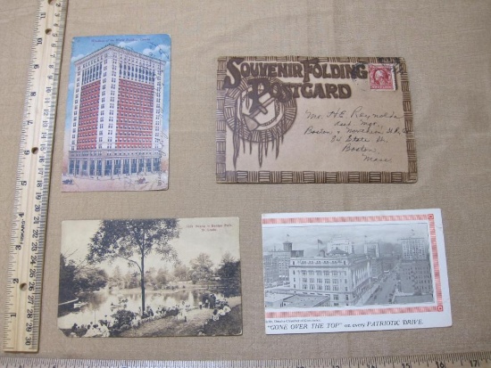 Postcards of St. Louis and Omaha and accordion-style souvenir postcard book of Little Rock, Arkansas