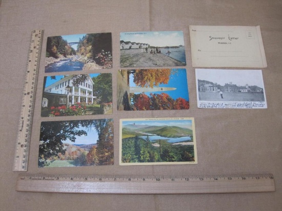 Lot of postcards, Vermont 1907 and newer, Souvenir Letter from Warren, VT, and 1913 postcard