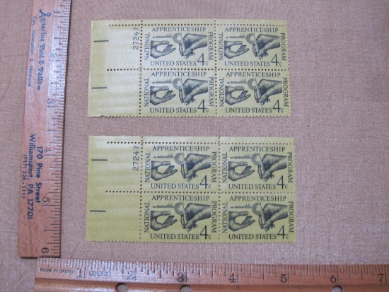 Two blocks of four National Apprenticeship Program 4 cent US Postage Stamps Scott #1201