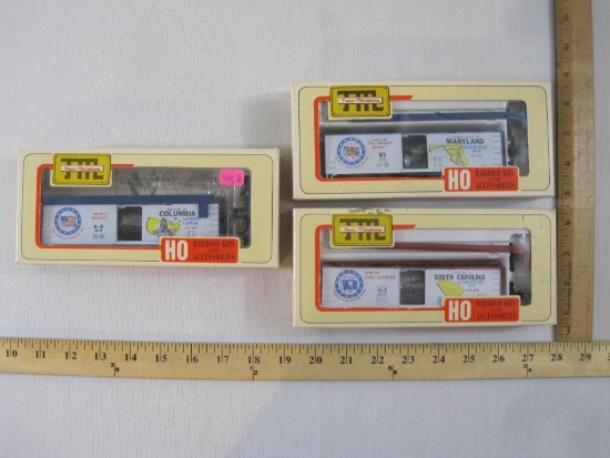 Three HO Scale Train Miniature State Train Car Kits including 2020 Maryland, 2024 South Carolina and