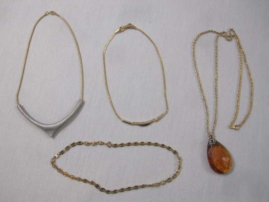 Lot of Four Gold Tone Fashion Necklaces, 3 oz