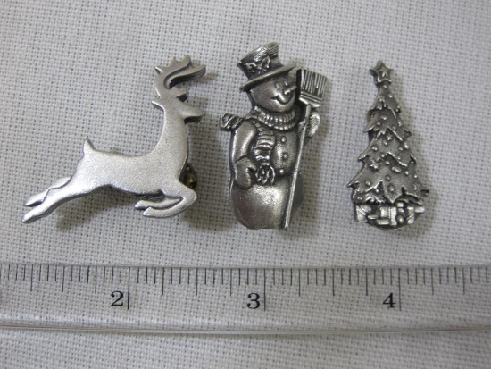 Three Pewter Christmas Pins from Quick Cooking, 1 oz