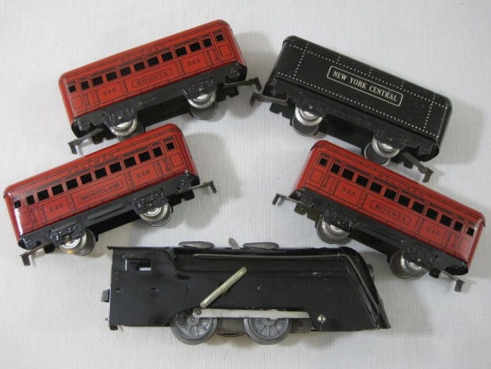 Vintage Pressed Steel MARX New York Central Lines Wind-up Locomotive Set with Tender and Pullman