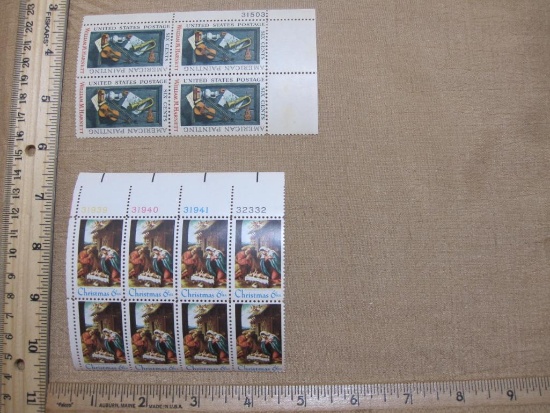 Two blocks of Stamps 8 block of 6 Cent Christmas Postage Stamps, Four block of 6 Cent American