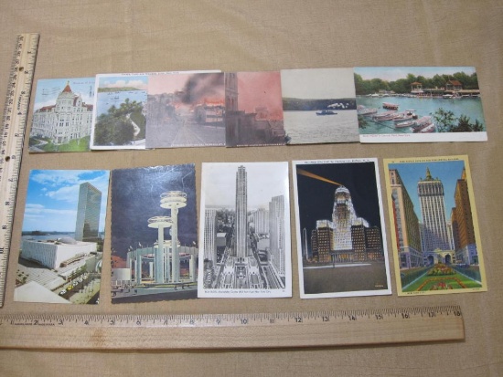 New York City Postcards including Central Park, Fire on California St and Montgomery St, Riverside