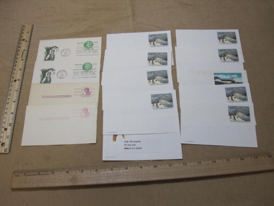Postcard lot includes 2 1977 Nathan Hale First Day of Issue Covers, 2 unused Lincoln 4 cent, 8