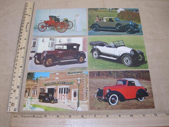 Vintage Automobile Postcards, 1907 Schacht, 1919 Pierce-Arrow Roadster, 1928 Chrysler Imperial-80,