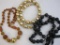 Three Chunky Beaded Necklaces including black wood bead and more, 15 oz