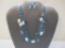 Blue Beaded Necklace and Earring Set, acrylic beads, 1 oz