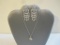 Lot of Clear Gemstone Silver Tone Jewelry including moon necklace and earrings, 2 oz