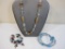 Beautiful Beaded Necklace and 2 Bracelets including 1 with mushroom charm, 5 oz