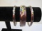 Three Vintage Bangle Bracelets with Beaded Accents, 2 oz