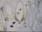 Lot of Black and White Jewelry including ceramic shell necklace and earring set with faux pearls, 1