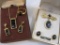 Lot of Gold Tone Black and Clear Gemstone Accented Jewelry including Avon necklace, earring and pin