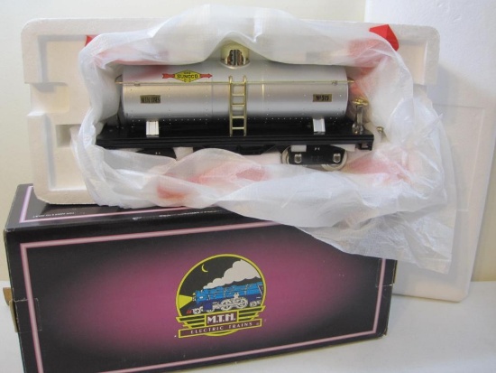 MTH Tinplate Traditions No 500 Standard Gauge Tank Car Item No. 10-1103 Silver with Brass Trim, in