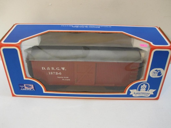Kalamazoo Red D&RGW Box Car 1872-6, G Scale, Denver & Rio Grande Western, in original box, Kalamazoo