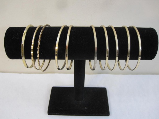 Lot of 10 Gold Tone Bangle Bracelets, 4 oz