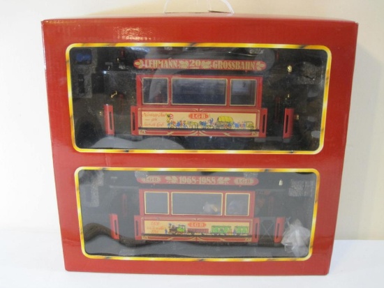 LGB 20th Anniversary Trolley Car Set, G Scale, in original box, 1988 Lehmann Gross Bahn, 8 lbs