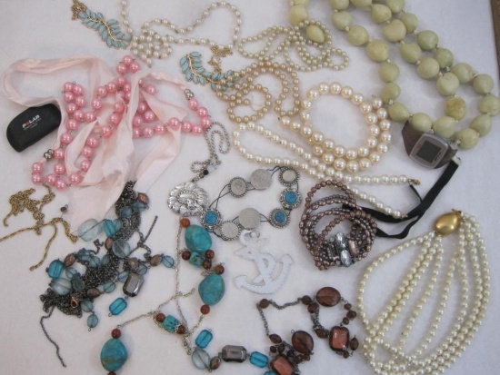 Lot of Assorted Jewelry Parts and Pieces, AS IS, see pictures, 1 lb 10 oz