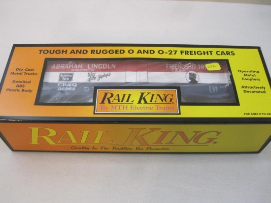 Rail King Burlington Modern Reefer Car Abraham Lincoln Item No. 30-7834, O Scale, new in box, MTH